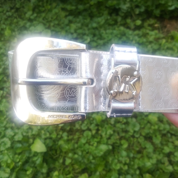 MICHAEL Michael Kors Accessories - Michael Michael Kors Belt MK Logo Silver NWT